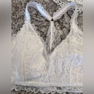 Large Maurices Womens NEW NWOT Lace Racerback Bralette Bra Padded White Padded